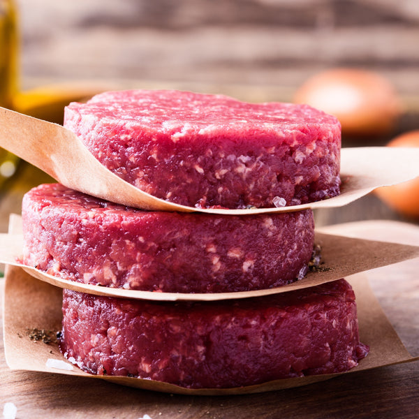 Just Beef grass fed beef burgers, (100% beef, grain free, additive free, salt-free, quick frozen, unaged)