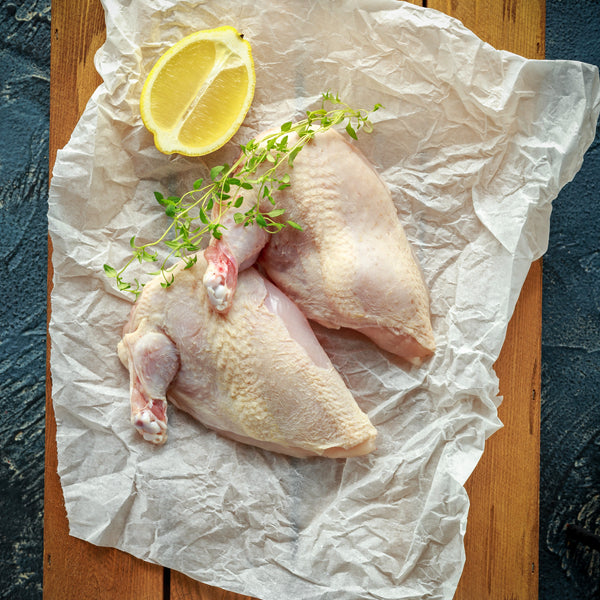 Quick Frozen Un-aged free range Chicken Breast Supreme (boned, skin on)