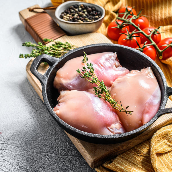 Quick frozen un-aged free range Chicken Thigh (boneless, skinless)