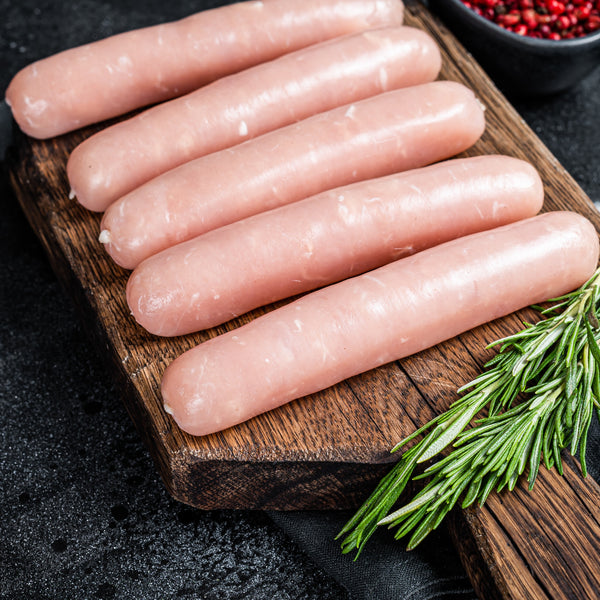 Just Chicken sausages, (100% free range chicken, grain free, additive free, salt-free, quick frozen, unaged) (Copy)