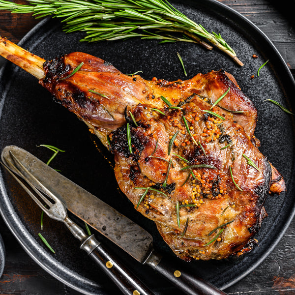 Grass fed lamb leg on the bone