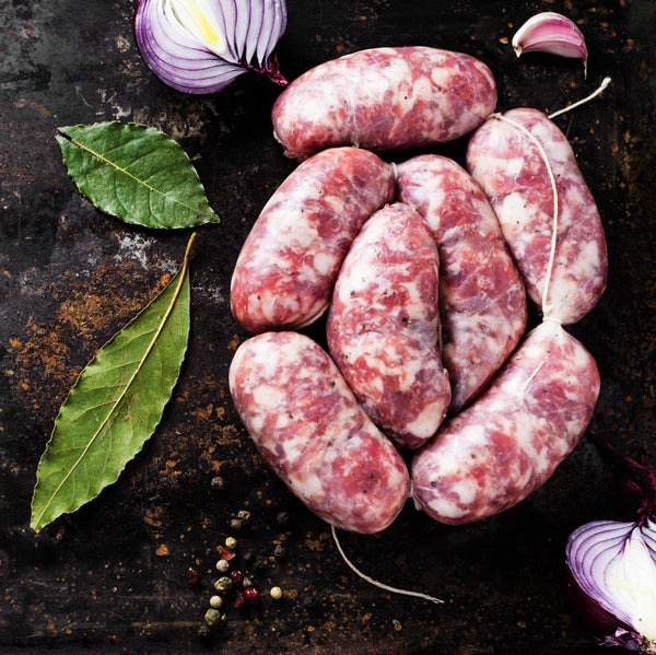 Pasture raised Free range pork, Granny Smith apple and cognac cocktail sausages (gluten free, additive free, frozen)