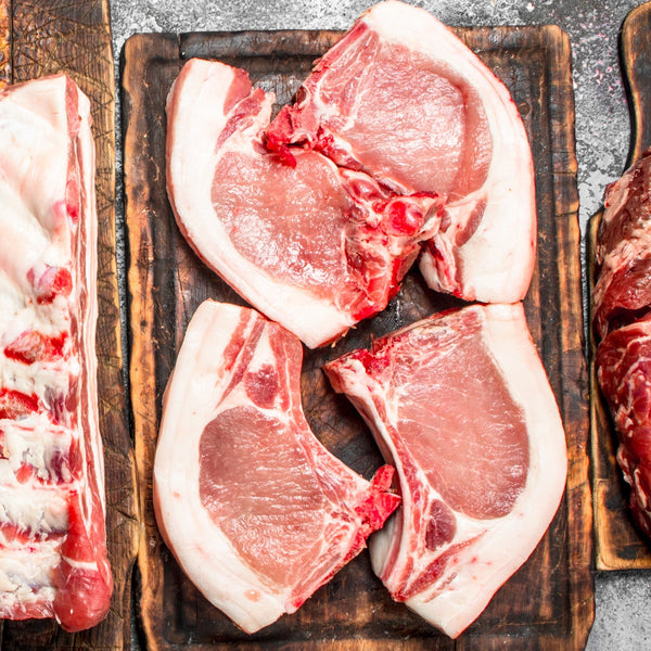 Pasture raised Free Range Pork chop with crackling (quick frozen, un-aged)