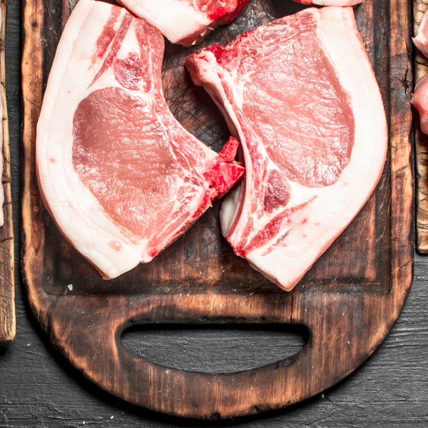 Pasture raised Free range pork chop w/crackling (frozen)