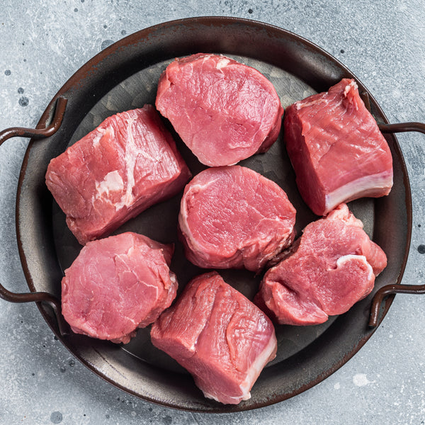 Pasture Raised Free Range Pork fillet steaks (quick frozen, un-aged)