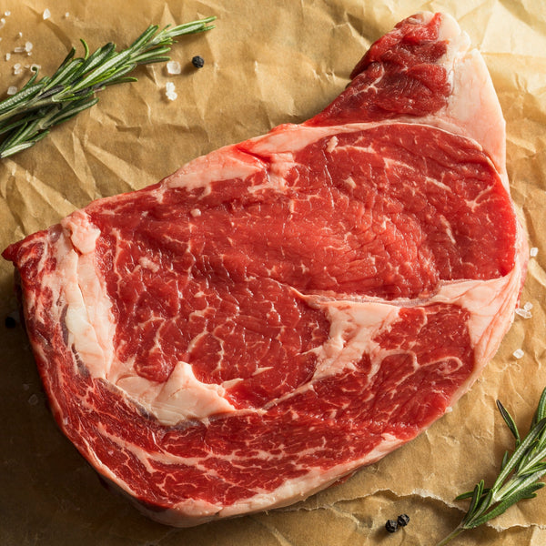 Thick Cut Grass fed beef rib eye sharing steak (serves 2, 450 g) quick frozen, un-aged