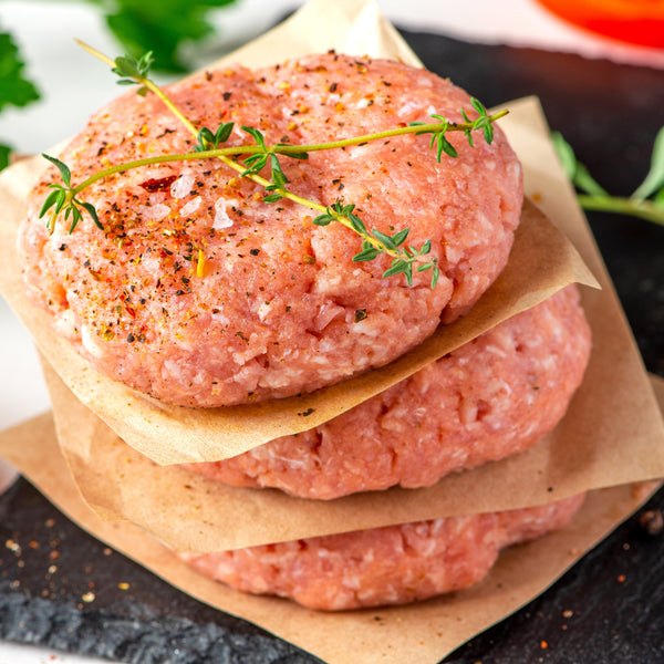 Paleo Pork Burgers, (Free range pork, Minced  Beef Heart, Minced Beef Kidney mix- gluten free, frozen)